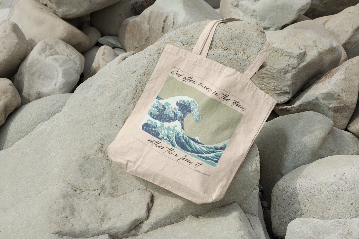 God Saves in the Storm Canvas Tote Bag