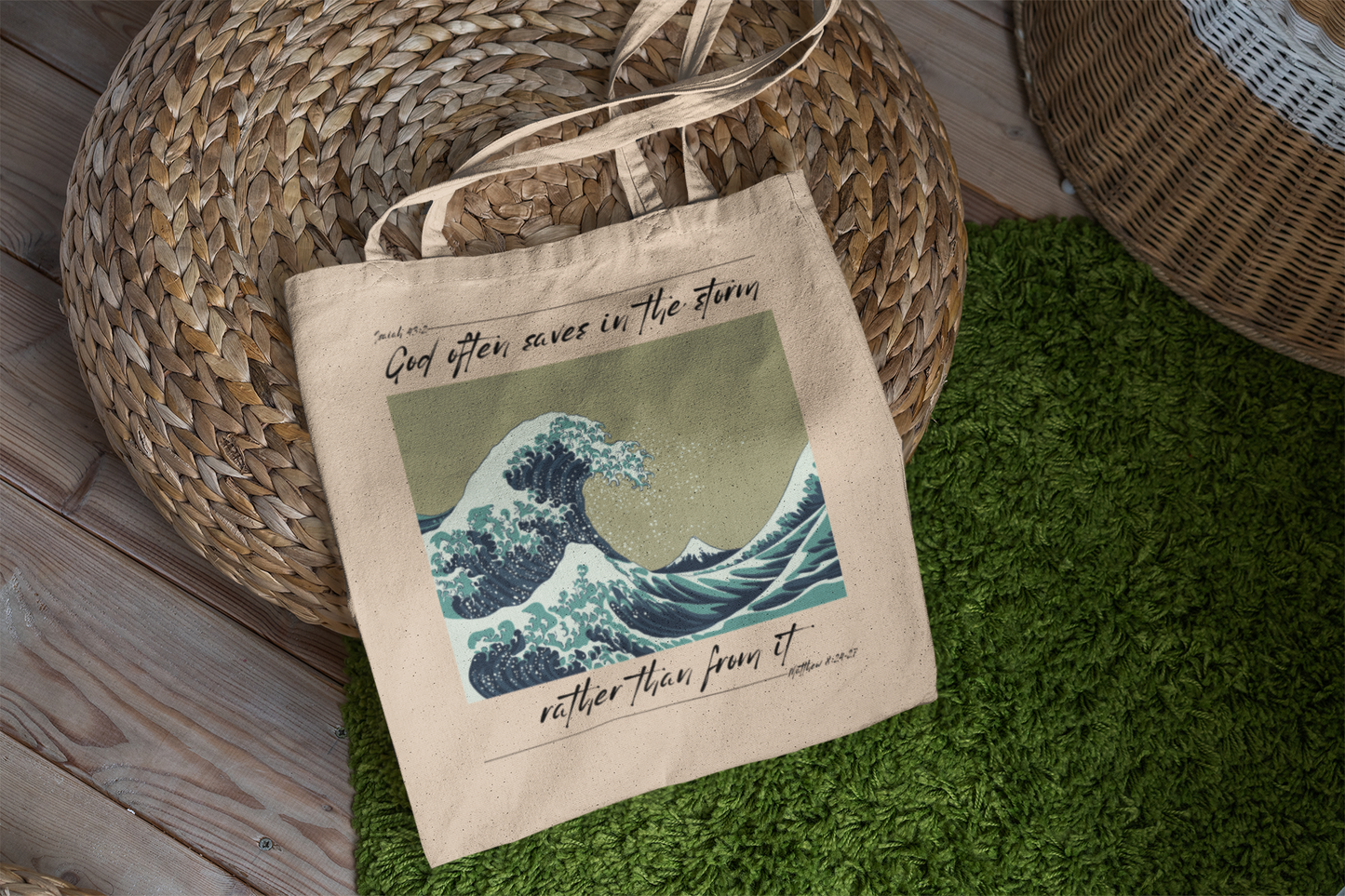 God Saves in the Storm Canvas Tote Bag