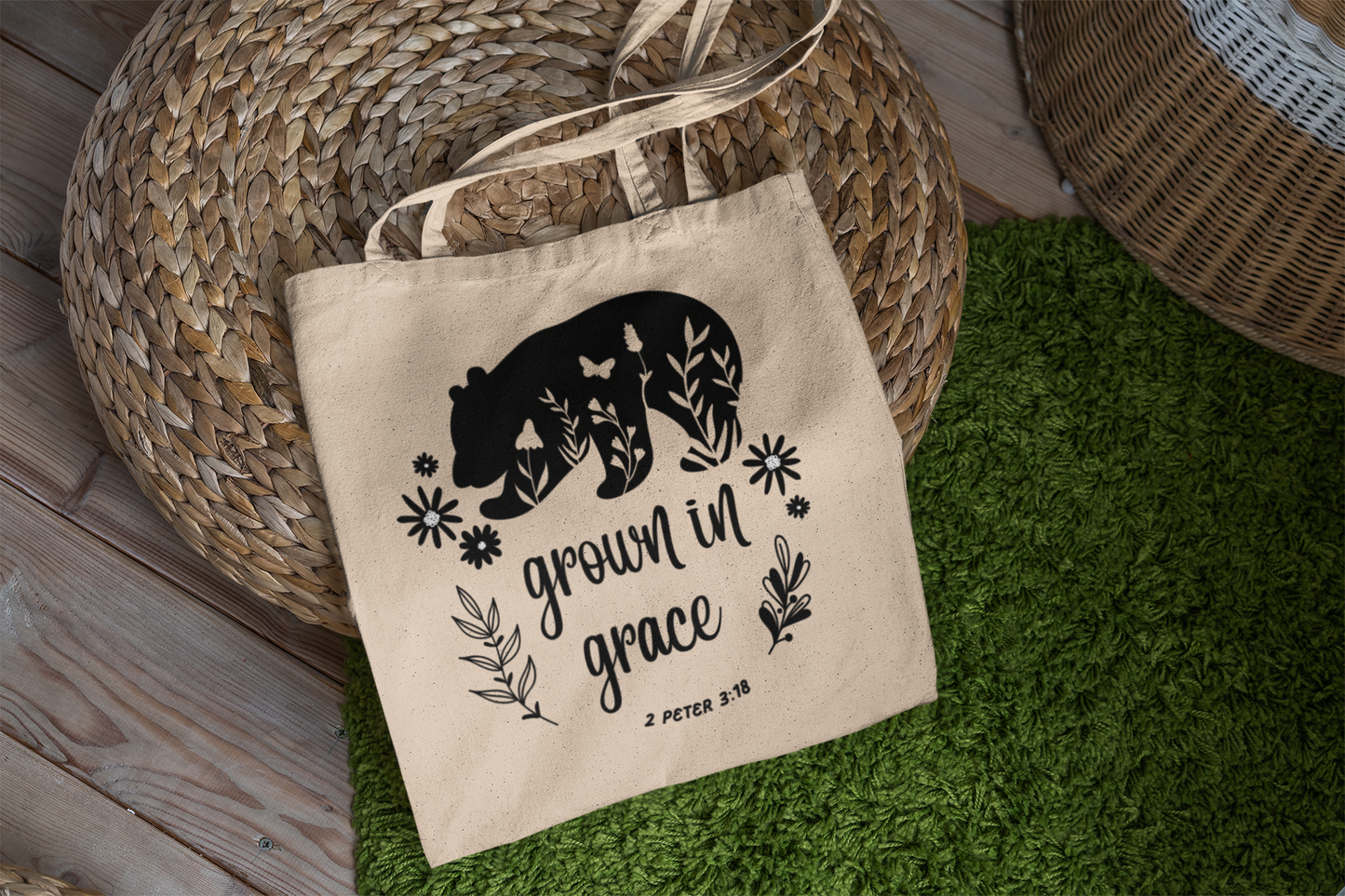 Grown in Grace Canvas Tote Bag