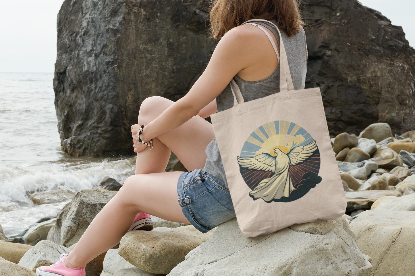 Robed Dove Canvas Tote Bag